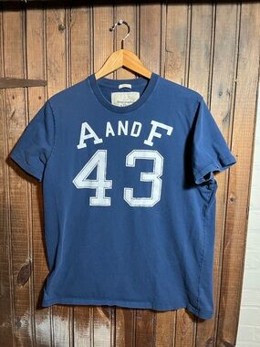 Abercrombie & Fitch Navy Crewneck Tee with 'A AND F 43' Graphic